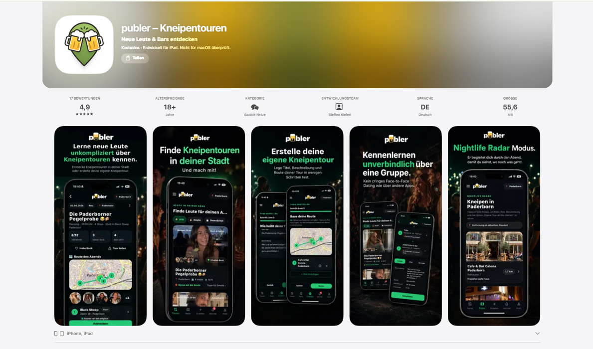 App-Store-Vorschau der publer App